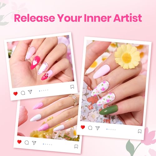 Beetles Gel Polish Nail Art Brushes Set 6 Pcs Nail Brush and 8 ml Pink - color: C-Pink-06