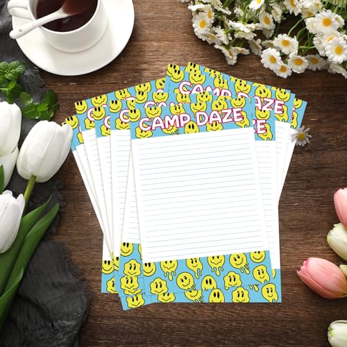 80 Pcs Camp Stationery Paper Envelopes,Yellow Smile Face Dripping - style: Yellow Smile Face Dripping
