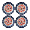 Sizikato 4pcs Porcelain Appetizer Plate, 4-Inch Snack Plate Sauce Dipping Saucer, Exotic Flower Pattern B - color: B