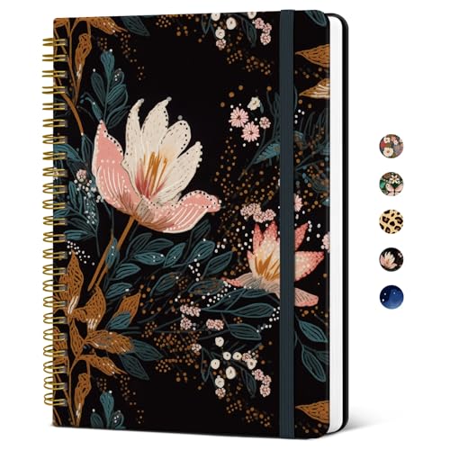 Taja Spiral Lined Journal for Women, Pretty Hardcover Journal Notebook, A5 - color: C-Vintage Petals