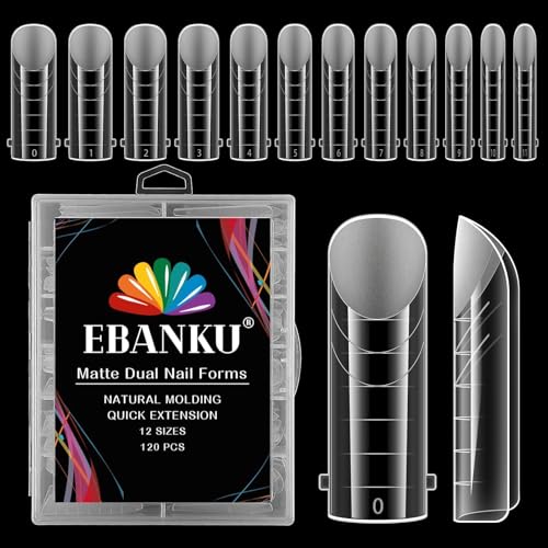 EBANKU 120Pcs Matte Dual Nail Forms Clear Poly Gel Nail Molds - color: Clear