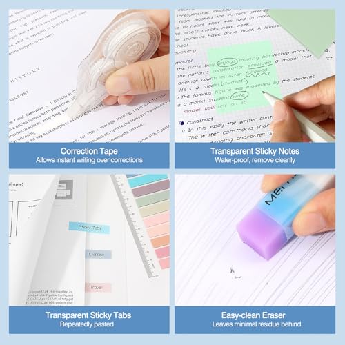 MoKo Pencil Case with Supplies, 60Pcs Aesthetic School Set, Blue - color: Blue-60P