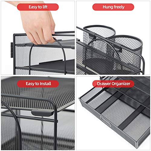 Marbrasse Desk Organizer, 4-Tier Paper File Letter Tray, Black - color: Black With Pen Holder