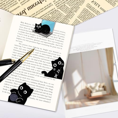 10 Pcs Cute Magnetic Bookmarks for Women, Black Cat Lover Gifts - color: Black Cat