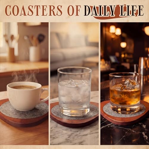 Newtay 6 Pcs Mid Century Modern Coasters Wood Absorbent Coaster,Gray - color: Gray