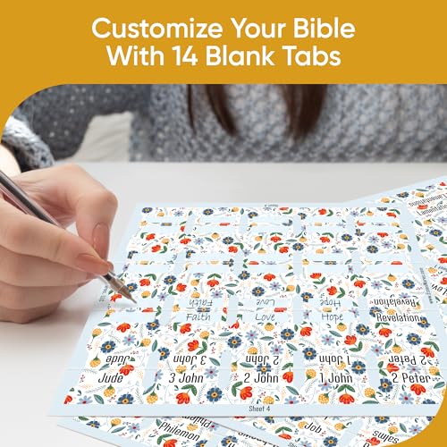 Essex Wares - Bold Blooms Floral Bible Tabs, 80 Tabs for Women & Men - color: Bold Blooms