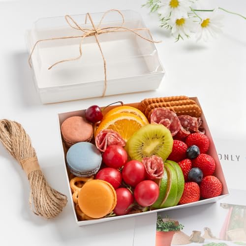 Kucoele 50 Pack 7" x 5" Paper Charcuterie Boxes with Clear Lids - color: White