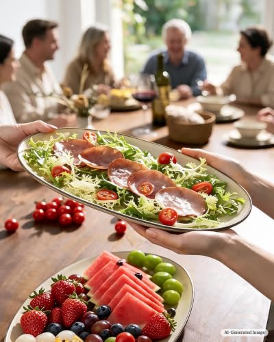 famiware Serving Platters Set of 3 Sizes - Oval, Light khaki - color: Light khaki