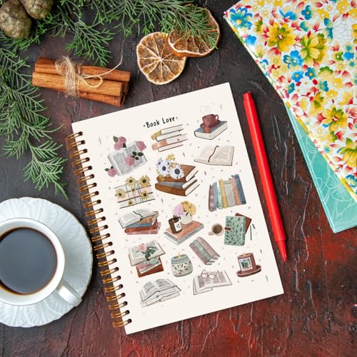 JXREQ Retro Floral Books Notebook, Reading Journal for Book Lovers, Book Club Journal for Women, Gifts for Readers Books Lovers Women, Bookish Gifts Spiral Notebook 5.5x8.3 - color: Book 7