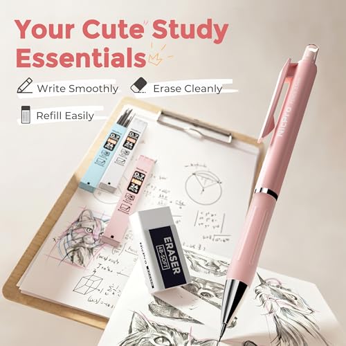 Nicpro Cute Mechanical Pencil, 0.7mm Pastel Pencils for School-6 Pack - style: 6 Pack (0.7mm)
