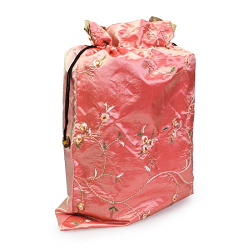 kilofly Embroidered Silk Jacquard Travel Bag, Lingerie & Shoes, Value Set of 2 - color: set2 D