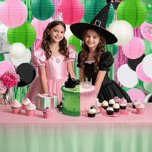 Pink Green Paper Lanterns Decorative 15pcs Party Hanging Decorations for Party Birthday Bachelorette Wedding Birthday Baby Shower Summer Themed Party Anniversary Green Pink White Room Decor - color: Hot Pink,pink,grass Green,chistmas Green,white