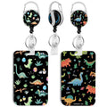 2 Pack Cute Dinosaur ID Badge Holder with Clip Badge Reels - color: 2 Pack-cute Dinosaur