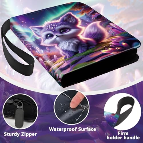 4 Pocket Trading Card Binder, Holds 400 Cards, 3-Ring Binder - color: Cute purple cat