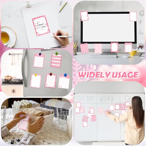 Chiisong 12 Pcs Christmas Sticky Notes Pink Christmas Notepad Santa Snowflake Snowman Self Adhesive Memo Pads Xmas Gift Cute Decorative Notepad Winter Party Favor for Office Winter Holiday Gift - style: Pink Christmas