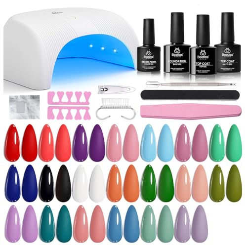 Beetles Gel Nail Polish Kit with U V Light, 20 Colors, 31 PCS Starter Set - color: A-Colorful Dreamscape