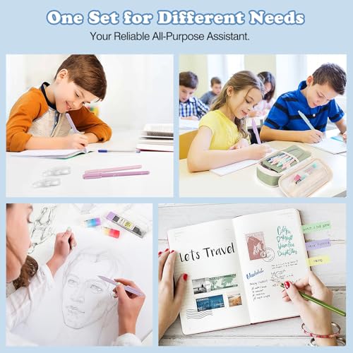 MoKo Pencil Case with Supplies, 60Pcs Aesthetic School Set, Blue - color: Blue-60P