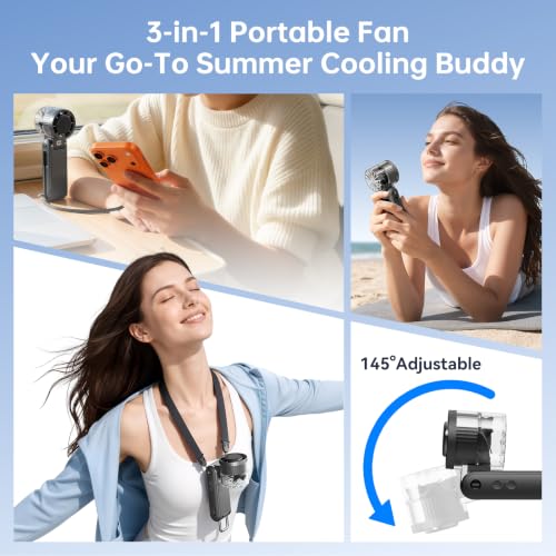 MUXNW Handheld Turbo Fan, 4000mAh Power Bank Portable Fan - color: Black