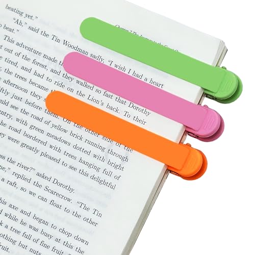 3pcs Silicone Automatic Bookmark, Unique Book Mark for Reading Book Lovers Women Men Kids Teachers, Bookmarks Page Holder Markers Clip Book Marks Reading Accessories Gifts - color: 1 Orange + 1 Pink + 1 Green