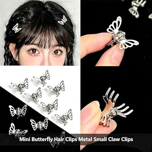 35Pcs Silver Butterfly Hair Clips Thicker Round-Edged Y2K