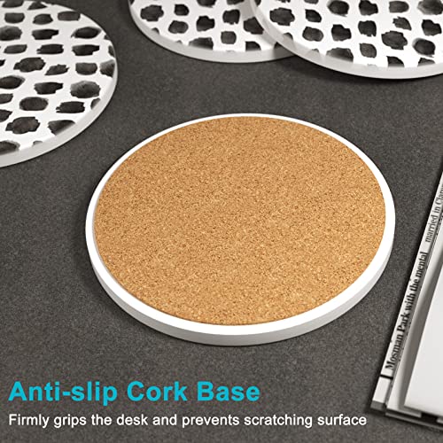 Coasters for Drinks, Set of 6 Cute Absorbent Ceramic Drink Coasters - color: Milk Dots