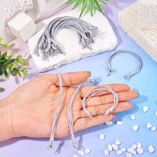 20Pcs Waxed Polyester Cord Bracelets Adjustable Braided Bracelets Handmade Friendship String Bracelets for DIY Women Jewelry Making Supplies (Light Grey) - color: Light Grey, size: 235mm