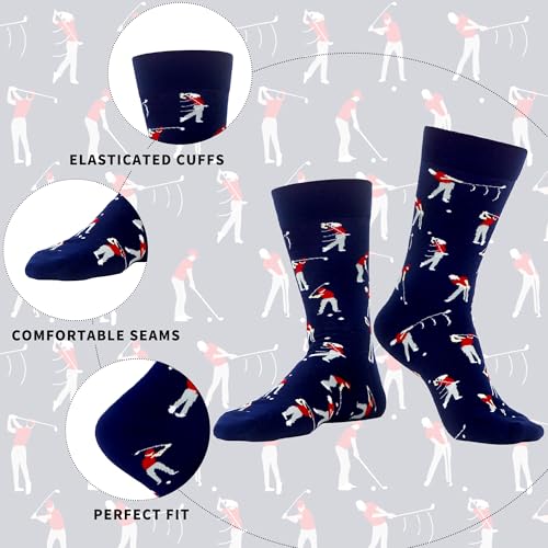 WeciBor Men's Combed Cotton Novelty Crew Socks Size 7-15 - color: Green/Black/Blue/Red/Multicolor Golf-5m, size: 7-12