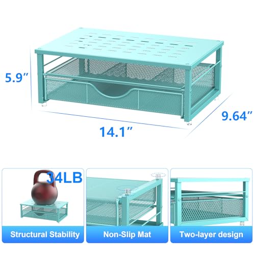 gianotter Computer Monitor Stand Riser with Drawer - color: Blue, size: 14.1L x 9.64W x 5.9H Inch