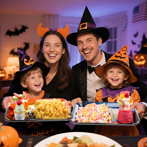 Vesici 4 Pack Halloween Serving Trays 13x10 Inch Witch Ghost Boo Party - style: Halloween