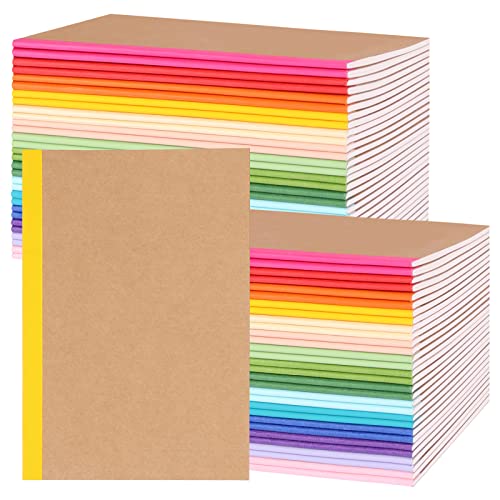 EOOUT 60 Pack A5 Kraft Notebooks, Composition Notebooks Lined Journal Bulk, 15 Colors with Rainbow Spines, 60 Pages for Kids Women Girls, School Office Supplies - color: Rainbow, style: Lined-60pack