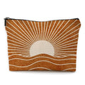 Abstract Boho Sun Sunlight Makeup Bag, Retro Mid Century Modern Burn Orange Boho Sunset Sunrise Cosmetic Bags Toiletry Bag Makeup Pouch - color: Boho - Sun