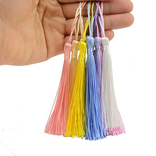100Pcs 5 Inch Silky Bookmark Tassels for Jewelry, Souvenir(Mixed 1) - color: Mixed1