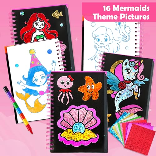 FUNNYB&G Foil Art Craft Kit for Kids, Sparkly Birthday Gift Toy for Girls - style: Mermaids