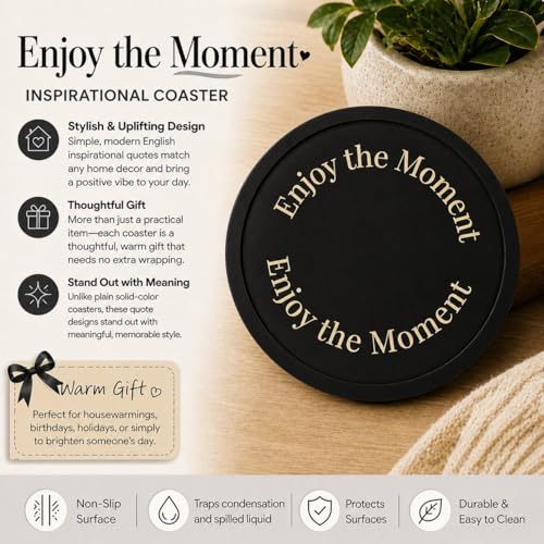 HiramWare Silicone Coasters Set of 6, Premium Drink Coaster with Holder, Non-Slip, Non-Stick, Dishwasher Safe, Perfect for Hot and Cold Drinks, Protect Your Desks and Tables(6 Black) - color: Black