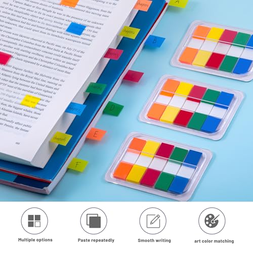 Golcellia 300 Pcs Sticky Tabs, Writable Annotation Tabs for Books - color: Red,orange,green,blue,yellow