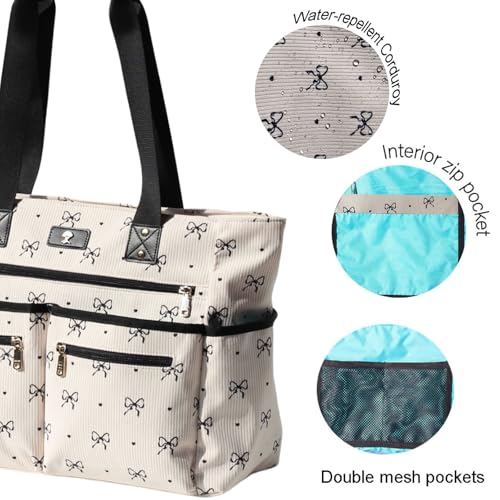 Weekender Bag Carry On Bag Overnight Tote Travel Duffle with 13 Pockets for Travel,Work，Gym,Beach,Teacher,Nurse - color: Corduroy bow