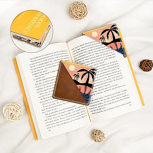 Personalized Leather Bookmarks, Fun & Cute Book Accessories for Reading Lovers, Unbreakable Page Markers for Women Men Girls Boys Student Teacher Kids Retirement Birthday Gifts (Coconut Tree) - color: Coconut Tree