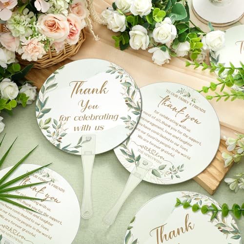 CroBlissful 100 Pcs Wedding Hand Fans for Guests Bulk, Handheld, Leaf - style: Leaf