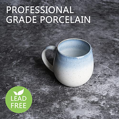 Bosmarlin Large Ceramic Coffee Mug, 21 Oz, Round Big Tea Cup, Dishwasher and Microwave Safe, Egg Shaped Mug, Reactive Glaze (Blue) - color: Blue