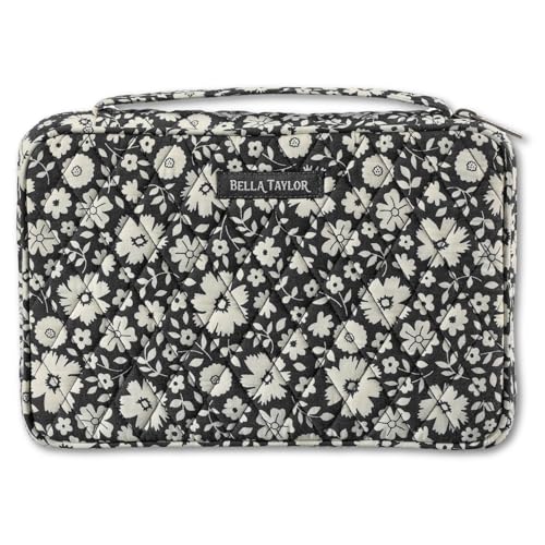Bella Taylor Small Bible Cover, Quilted Bible Case, Bicolor Floral Black - color: Bicolor Floral Black, size: Small