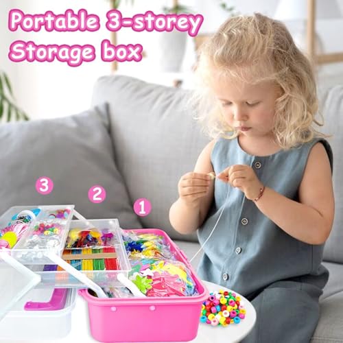 3000 Arts and Crafts Supplies for Kids Craft Kit All in 3 Layered Craft Box with Pipe Cleaners Crafts for Kids Age 4-6, 6-8, 8-12 DIY School Supplies Materials Set Toys Gifts for Girls Boys, Red - color: red