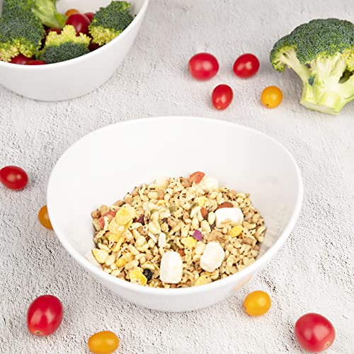 GarveeHome 8 in Ceramic Deep Soup Bowls & Salad Bowls - 42 oz Large Bowls Set of 4 for Kitchen - White Ceramic Serving Bowls for Salads, Cereal, Soup, Dishwasher & Microwave Safe - size: 42 OZ
