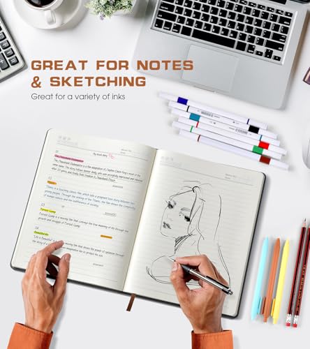 Biuwory Leather Journal Notebook,256 Thick Lined Pages,Hardcover 5.7"×8.3" - color: Black, size: Lined-256 Pages (5.7"×8.3")