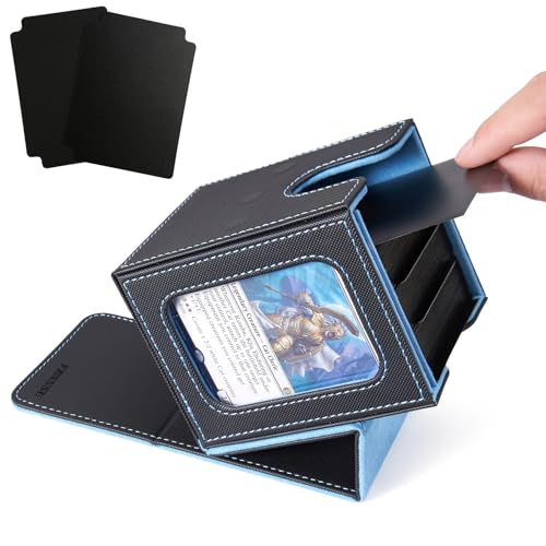 Venssu MTG Deck Box with Commander Display Window (Black&Wathet, 1 window) - color: Black and Wathet