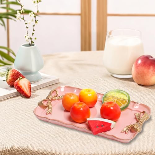 Warmtree Bow Jewelry Tray, Coquette Trinket Dish, Vanity Decor - color: Pink