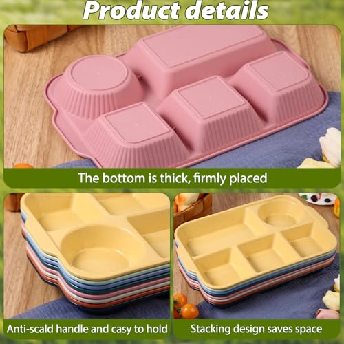 Pinkunn 8 Pcs 13'' Divided Plates for Adults Wheat Straw, Colorful - color: Colorful