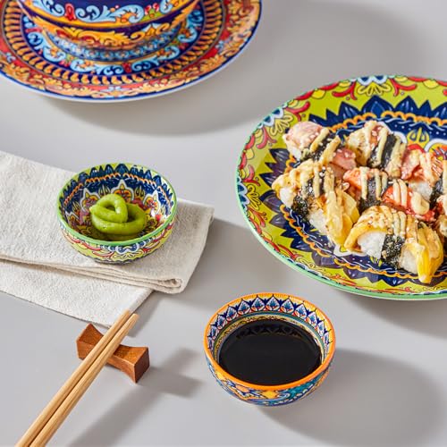 vancasso KRVI Ceramic Dipping Bowls Set of 6, 2.7 Oz Bohemian Sauce Bowls