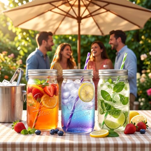 Accguan 12Pack 32oz Wide Mouth Mason Jars with Lids, Air Tight, Food Grade