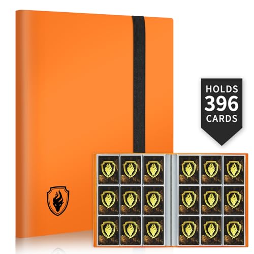 Fabmaker Card Binder 9 Pocket, 396 Pocket Trading Card Binder Case, Orange - color: Orange