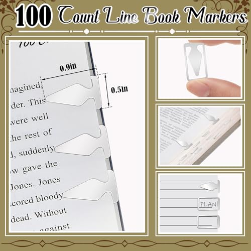 Spakon 100 Count Tin Mixed Metals Book Line Markers, Silver - color: Silver